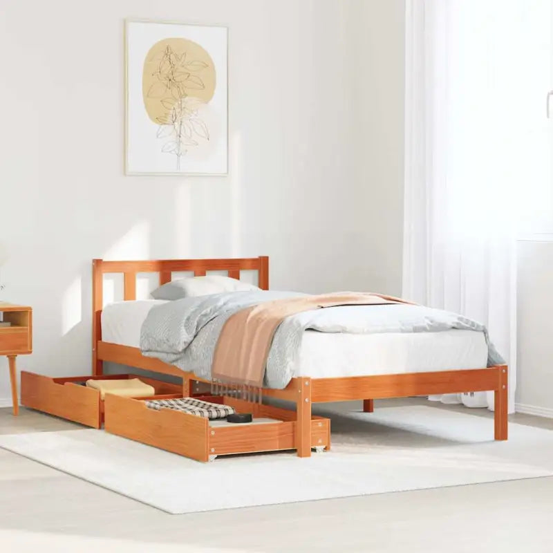 Bedframe van massief grenenhout voor een stabiele nachtrust - Wasbruin / 90 x 190 cm - Bedden & bedframes