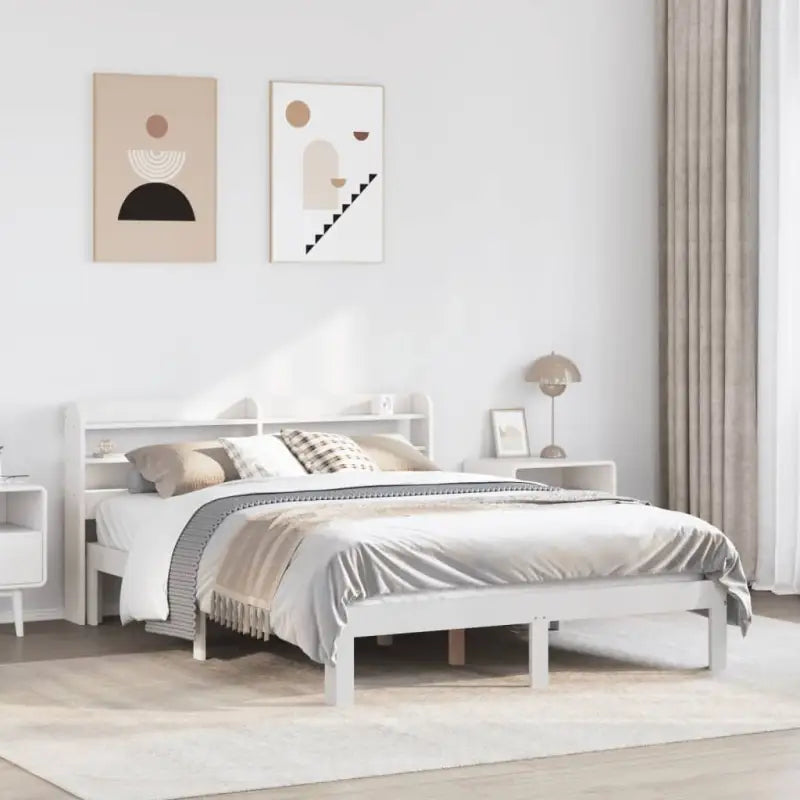 Bedframe van massief grenenhout voor een stabiele nachtrust - Wit / 135 x 190 cm - Bedden & bedframes