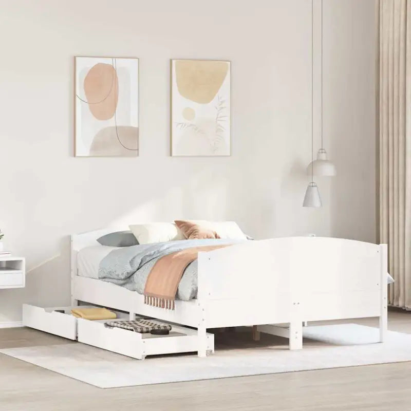 Bedframe van massief grenenhout voor een stabiele nachtrust - Wit / 135 x 190 cm - Bedden & bedframes