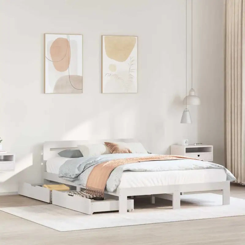 Bedframe van massief grenenhout voor een stabiele nachtrust - Wit / 140 x 200 cm - Bedden & bedframes