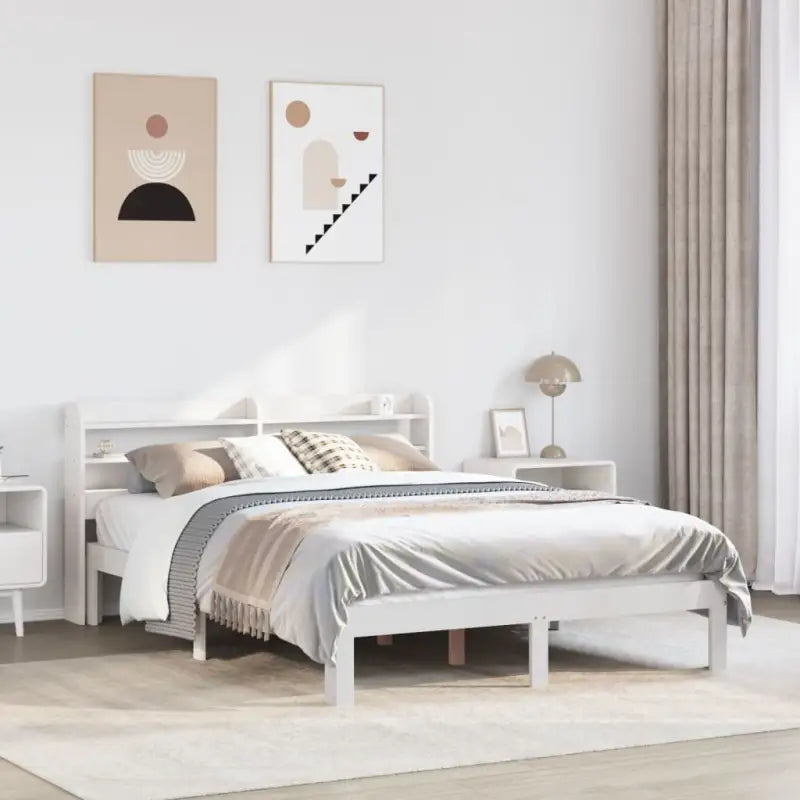 Bedframe van massief grenenhout voor een stabiele nachtrust - Wit / 140 x 190 cm - Bedden & bedframes