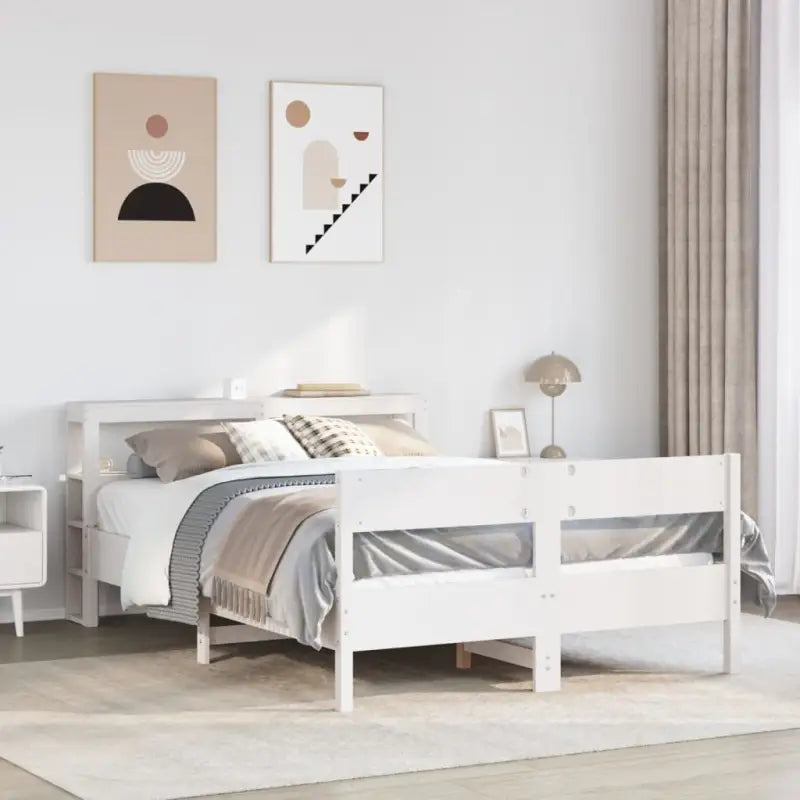 Bedframe van massief grenenhout voor een stabiele nachtrust - Wit / 140 x 190 cm - Bedden & bedframes