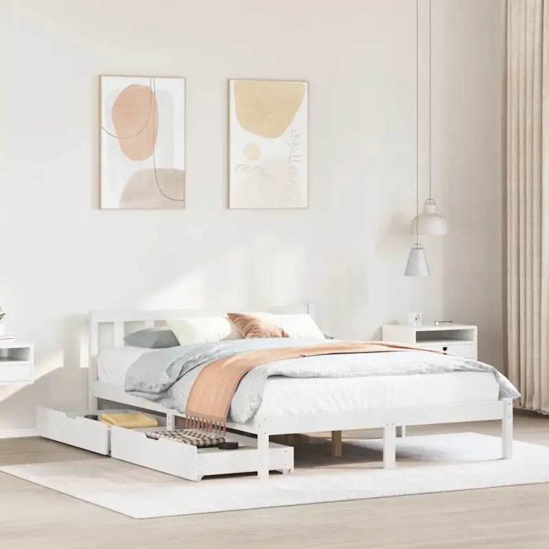 Bedframe van massief grenenhout voor een stabiele nachtrust - Wit / 150 x 200 cm - Bedden & bedframes