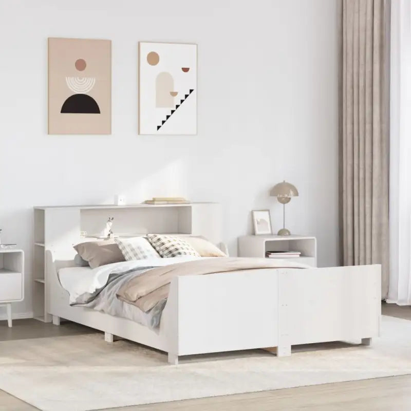 Bedframe van massief grenenhout voor een stabiele nachtrust - Wit / 150 x 200 cm - Bedden & bedframes