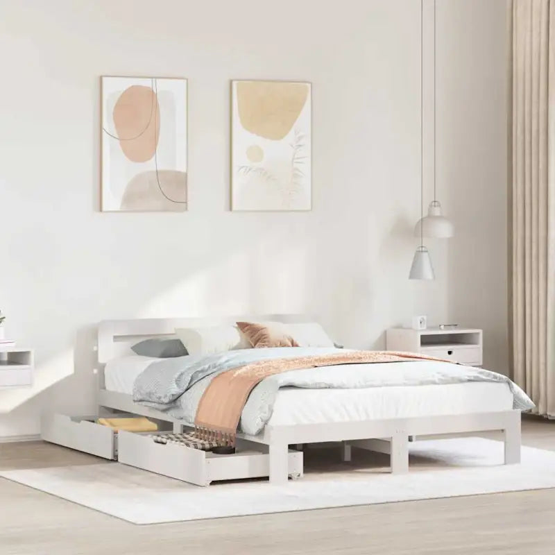 Bedframe van massief grenenhout voor een stabiele nachtrust - Wit / 160 x 200 cm - Bedden & bedframes