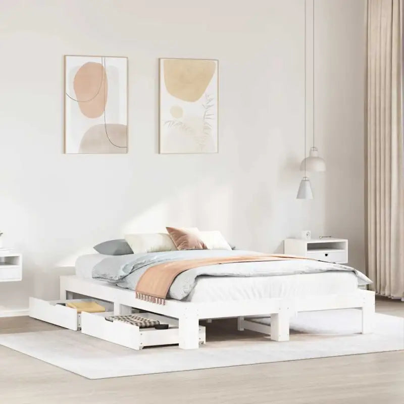 Bedframe van massief grenenhout voor een stabiele nachtrust - Wit / 160 x 200 cm - Bedden & bedframes