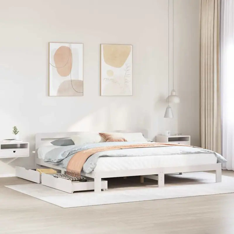 Bedframe van massief grenenhout voor een stabiele nachtrust - Wit / 180 x 200 cm - Bedden & bedframes
