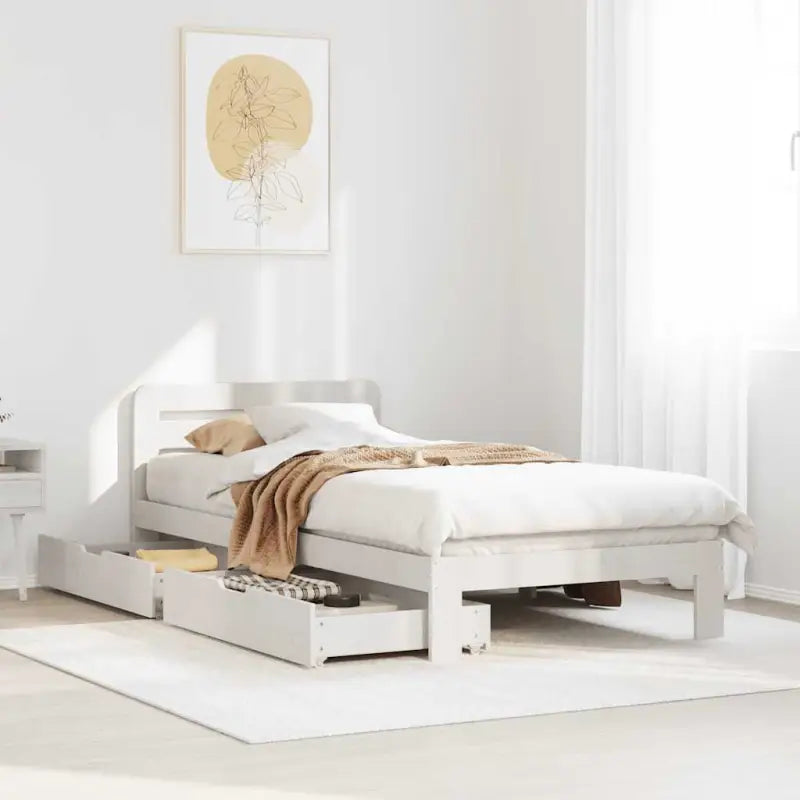 Bedframe van massief grenenhout voor een stabiele nachtrust - Wit / 75 x 190 cm - Bedden & bedframes