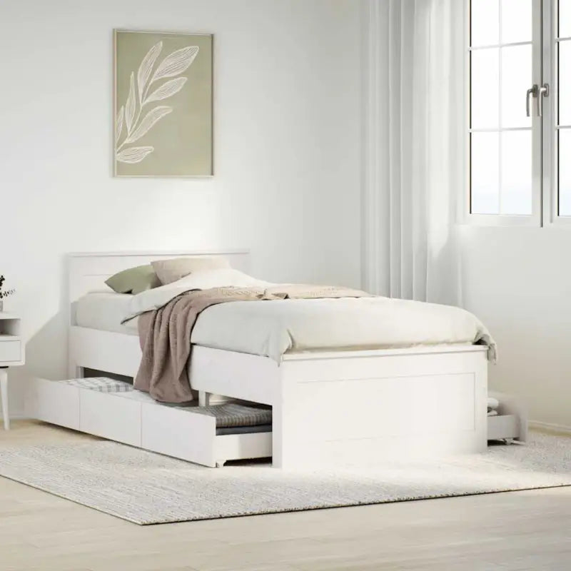 Bedframe van massief grenenhout voor een stabiele nachtrust - Wit / 75 x 190 cm - Bedden & bedframes