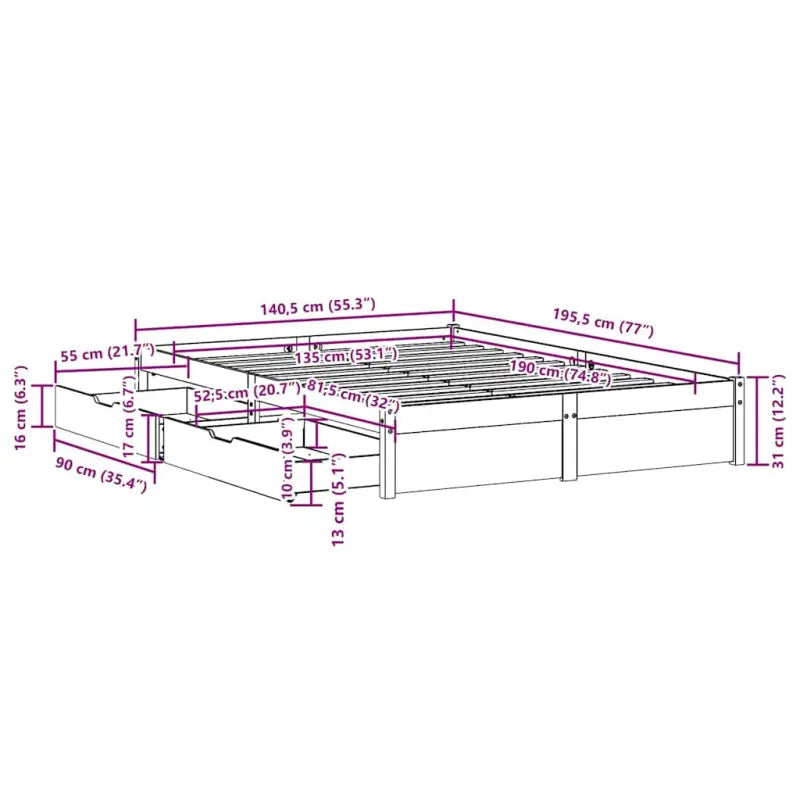 Bedframe van massief grenenhout voor een stabiele slaapbasis - Bedden & bedframes