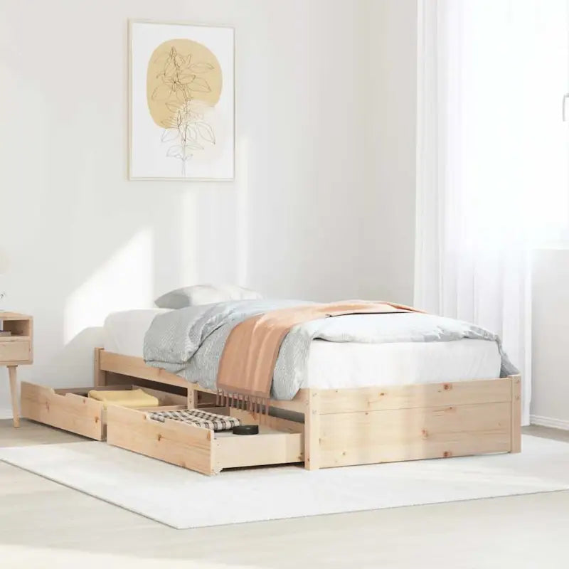 Bedframe van massief grenenhout voor een stabiele slaapbasis - Naturel / 90 x 200 cm - Bedden & bedframes