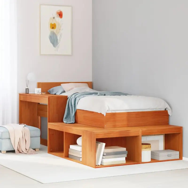 Bedframe van massief grenenhout voor een stabiele slaapervaring - Wasbruin / 75 x 190 cm - Bedden & bedframes