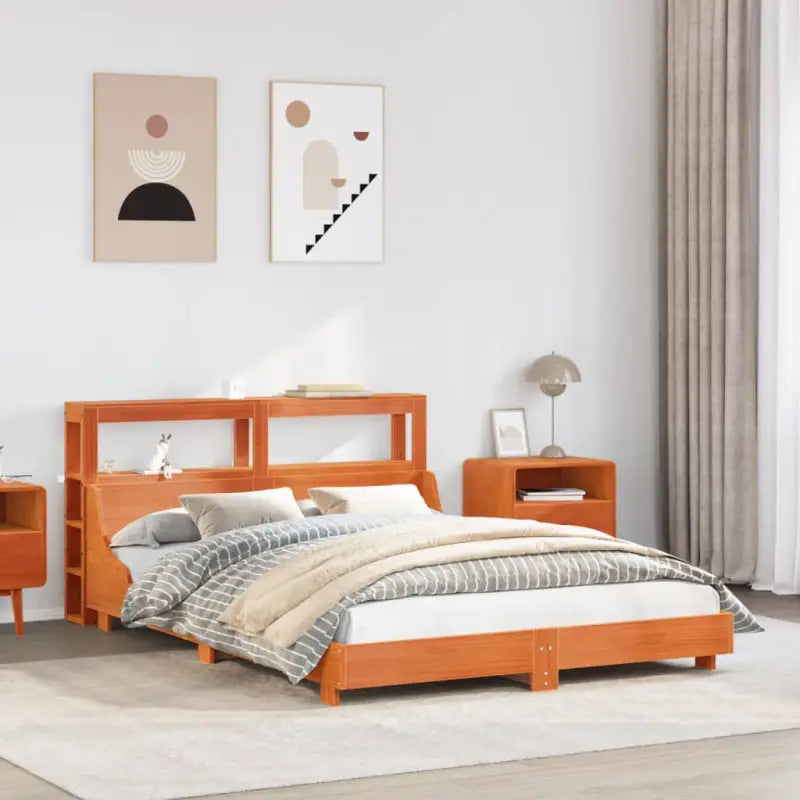 Bedframe van massief grenenhout voor een stabiele slaapkamer basis - Wasbruin / 140 x 200 cm - Bedden & bedframes
