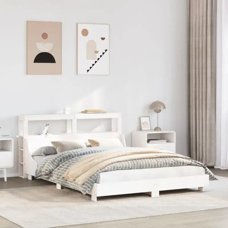 Bedframe van massief grenenhout voor een stabiele slaapkamer basis - Wit / 135 x 190 cm - Bedden & bedframes