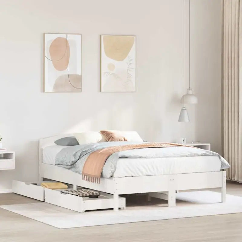 Bedframe van massief grenenhout voor een stabiele slaapkamer basis - Wit / 140 x 190 cm - Bedden & bedframes