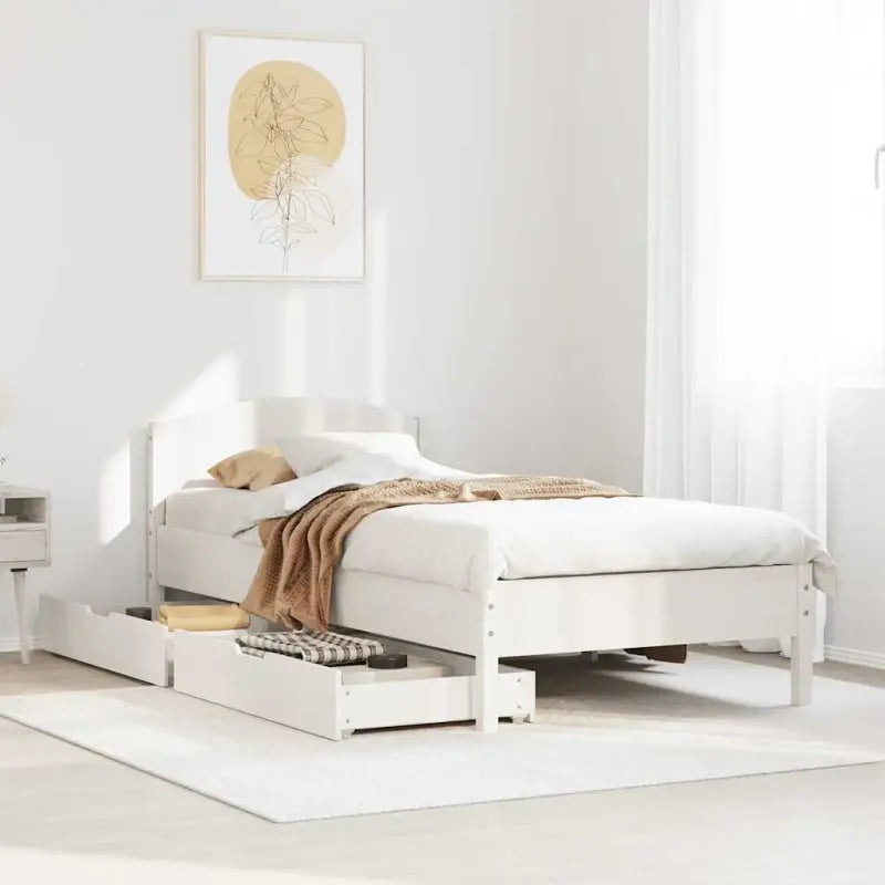 Bedframe van massief grenenhout voor een stabiele slaapkamer basis - Wit / 100 x 200 cm - Bedden & bedframes