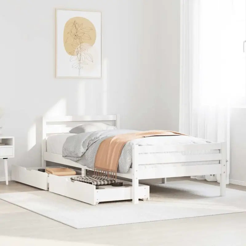 Bedframe van massief grenenhout voor een stabiele slaapplek - Wit / 100 x 200 cm - Bedden & bedframes