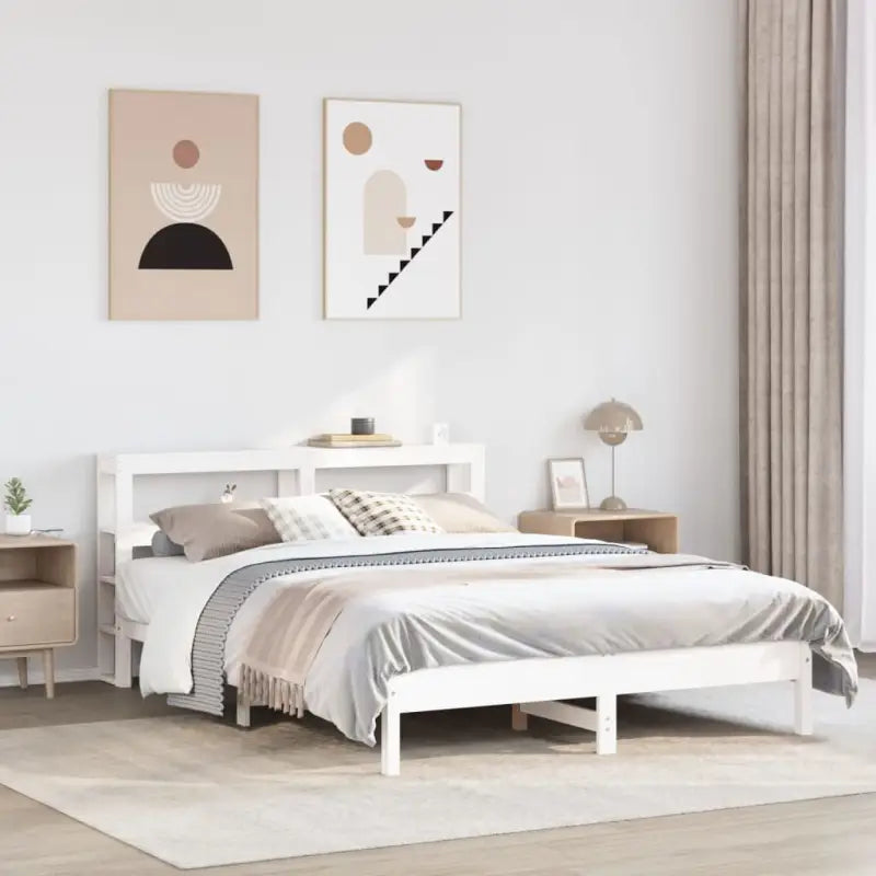 Bedframe van massief grenenhout voor een sterke en duurzame slaapplaats - Wit / 160 x 200 cm - Bedden & bedframes