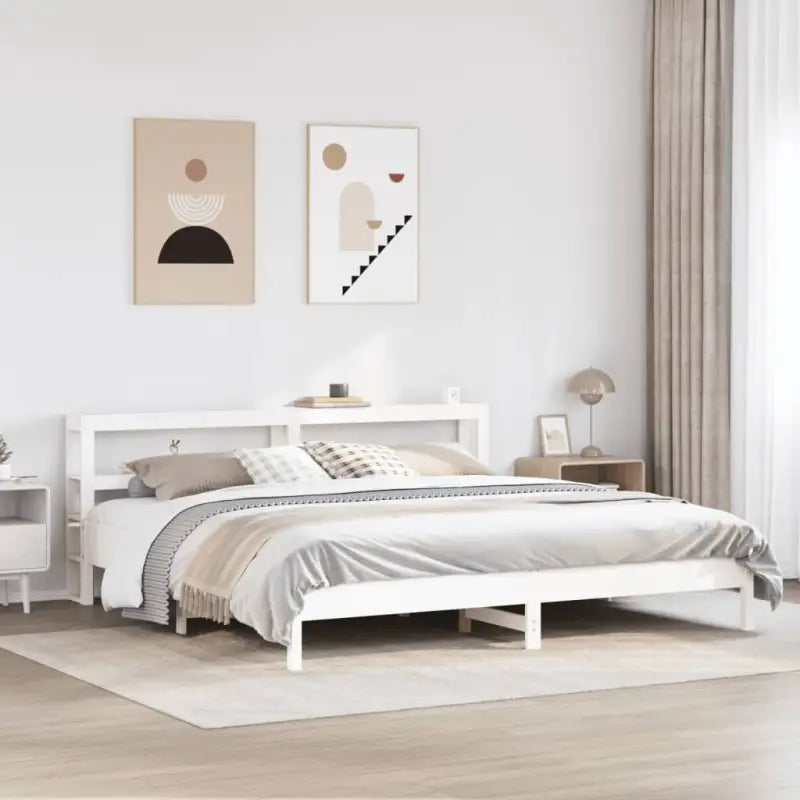 Bedframe van massief grenenhout voor een sterke en duurzame slaapplaats - Wit / 180 x 200 cm - Bedden & bedframes