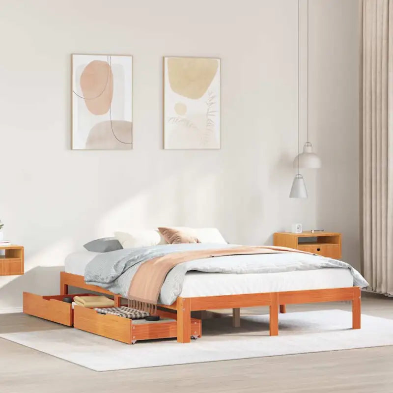 Bedframe van massief grenenhout voor een stevige en duurzame slaapkamer - Wasbruin / 120 x 200 cm - Bedden & bedframes