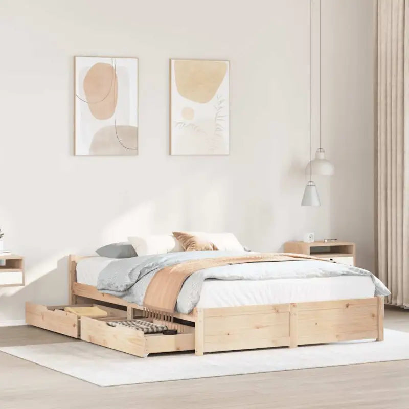 Bedframe van massief grenenhout voor een stevige en duurzame slaapruimte - Naturel / 120 x 200 cm - Bedden & bedframes