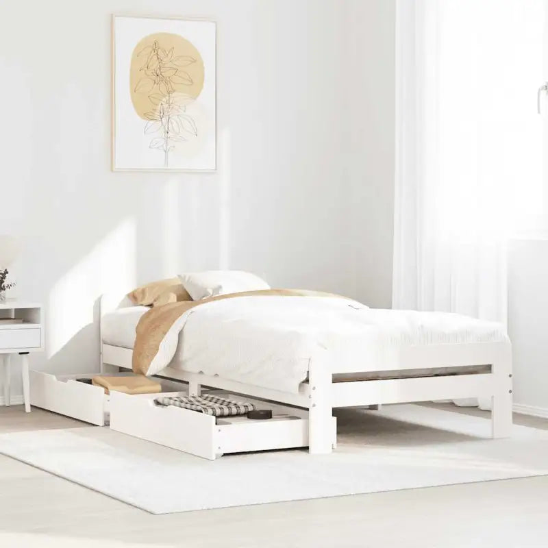 Bedframe van massief grenenhout voor een stevige en duurzame slaapruimte - Wit / 75 x 190 cm - Bedden & bedframes