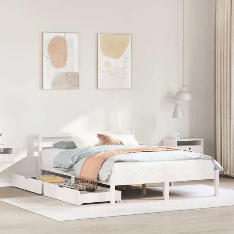 Bedframe van massief grenenhout voor een stevige en duurzame slaapkamer - Wit / 140 x 190 cm - Bedden & bedframes