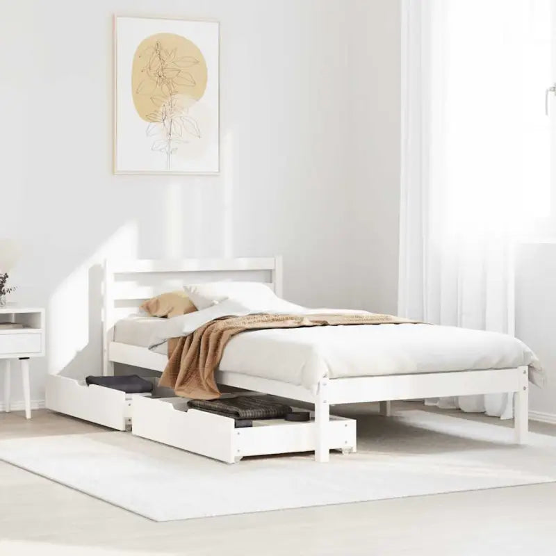 Bedframe van massief grenenhout voor een stevige en duurzame slaapkamer - Wit / 90 x 200 cm - Bedden & bedframes