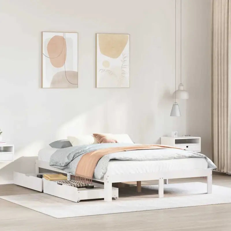 Bedframe van massief grenenhout voor een stevige en duurzame slaapkamer - Wit / 120 x 190 cm - Bedden & bedframes