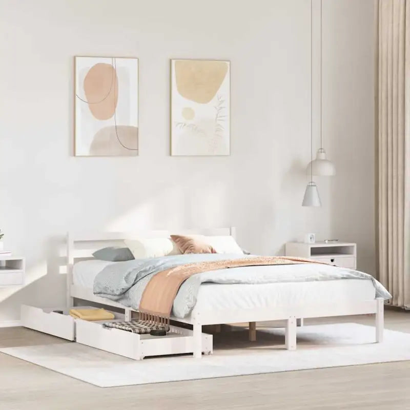 Bedframe van massief grenenhout voor een stevige en duurzame slaapkamer - Wit / 140 x 200 cm - Bedden & bedframes