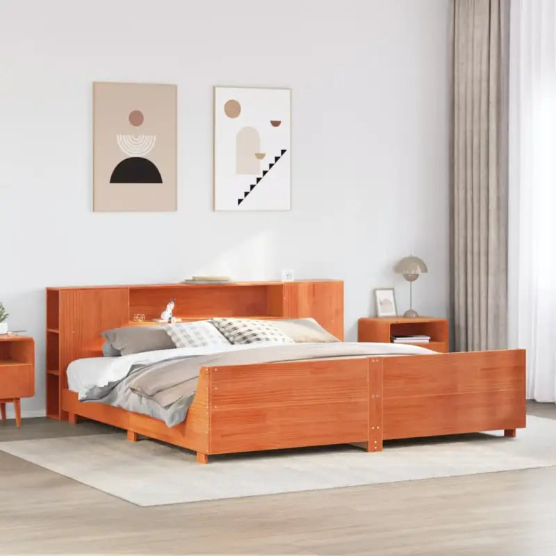 Bedframe van massief grenenhout voor een stevige en duurzame slaapervaring - Wasbruin / 180 x 200 cm - Bedden &