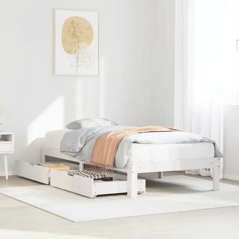 Bedframe van massief grenenhout voor een stevige en duurzame slaapkamer - Wit / 90 x 190 cm - Bedden & bedframes