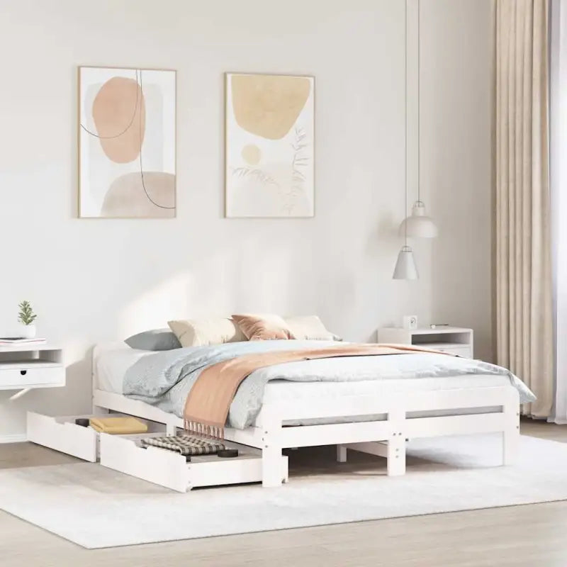 Bedframe van massief grenenhout voor een stevige en duurzame slaapruimte - Wit / 150 x 200 cm - Bedden & bedframes