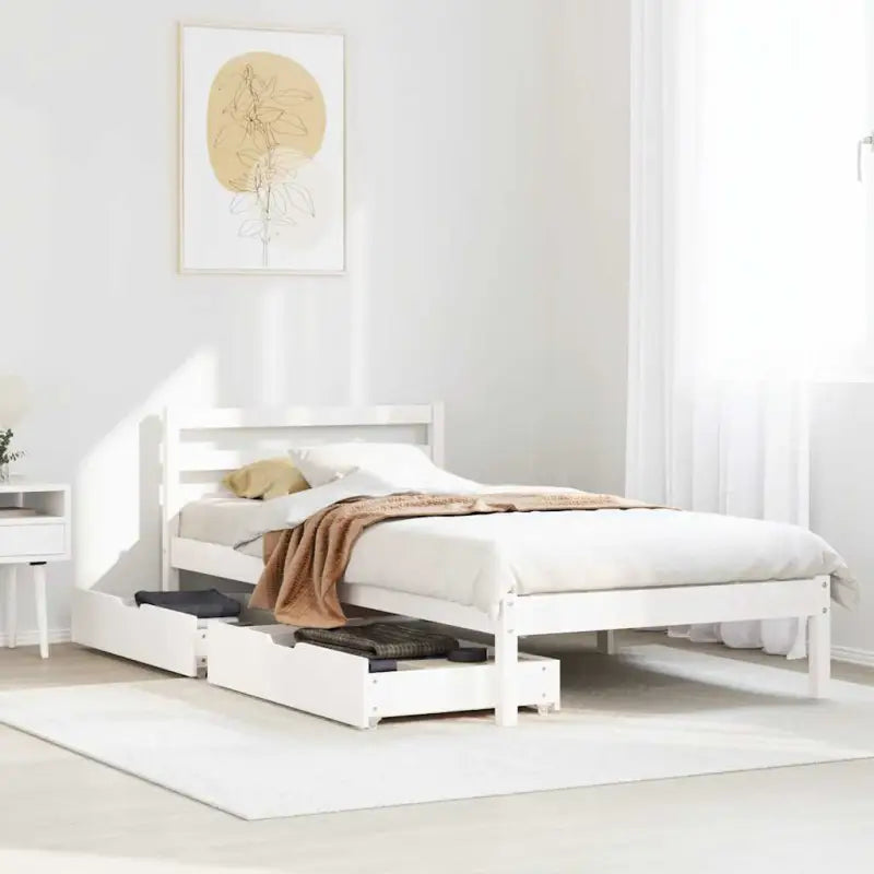 Bedframe van massief grenenhout voor een stevige en duurzame slaapkamer - Wit / 100 x 200 cm - Bedden & bedframes