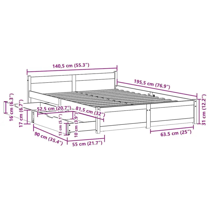 Bedframe van massief grenenhout voor een stevige en duurzame slaapruimte - Bedden & bedframes