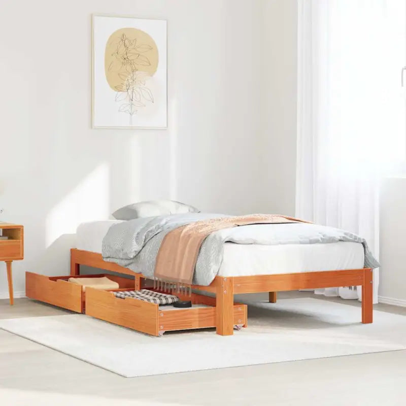 Bedframe van massief grenenhout voor een stevige en duurzame slaapkamer - Wasbruin / 90 x 200 cm - Bedden & bedframes