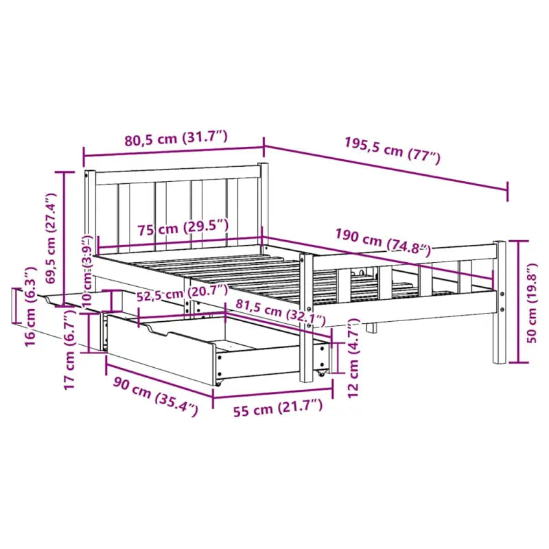 Bedframe van massief grenenhout voor een stevige en duurzame slaapplek - Bedden & bedframes