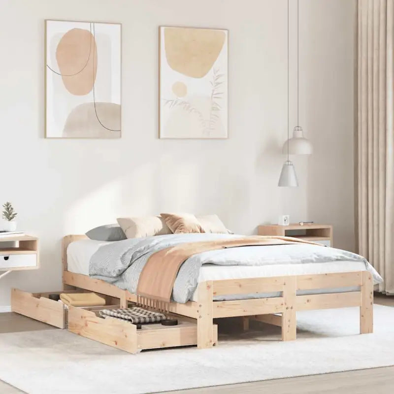 Bedframe van massief grenenhout voor een stevige en duurzame slaapruimte - Naturel / 120 x 200 cm - Bedden & bedframes