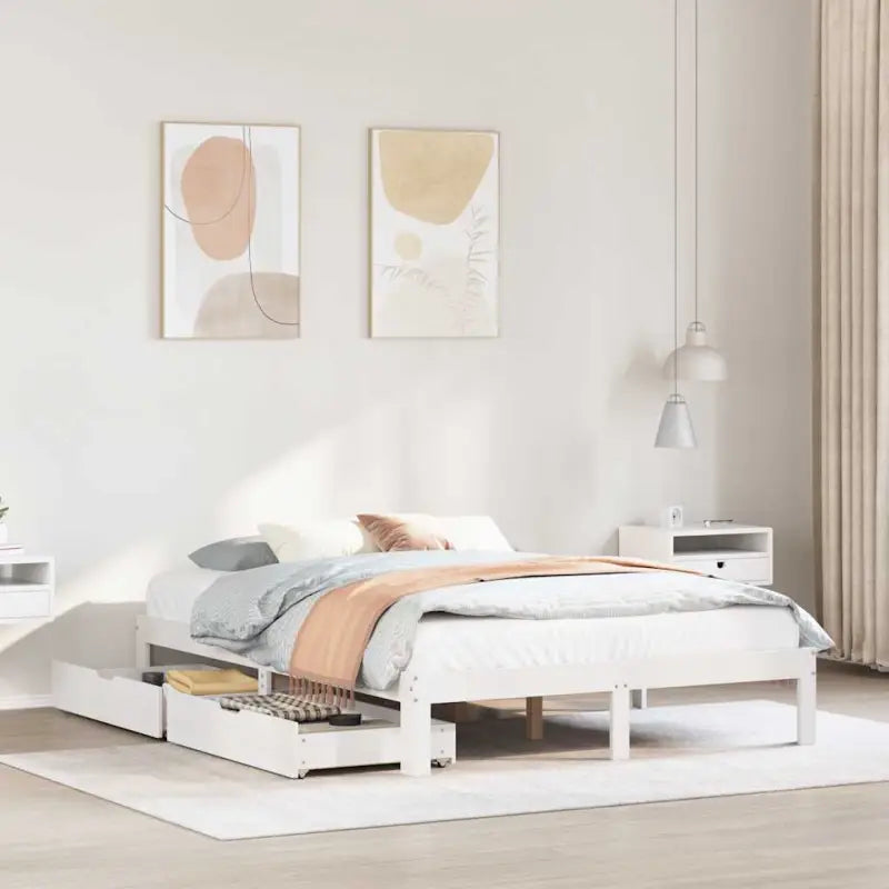 Bedframe van massief grenenhout voor een stevige en duurzame slaapkamer - Wit / 140 x 200 cm - Bedden & bedframes