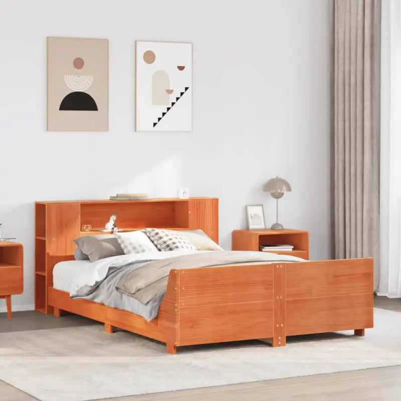 Bedframe van massief grenenhout voor een stevige en duurzame slaapervaring - Wasbruin / 150 x 200 cm - Bedden &