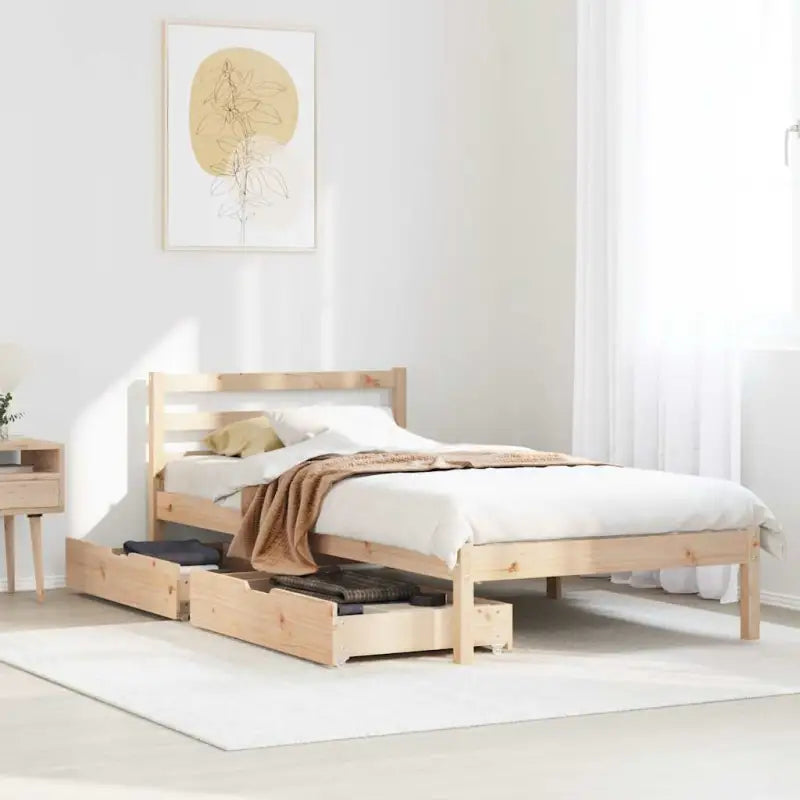 Bedframe van massief grenenhout voor een stevige en duurzame slaapkamer - Naturel / 100 x 200 cm - Bedden & bedframes