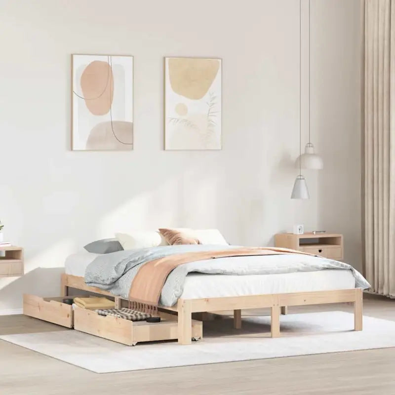 Bedframe van massief grenenhout voor een stevige en duurzame slaapkamer - Naturel / 120 x 200 cm - Bedden & bedframes
