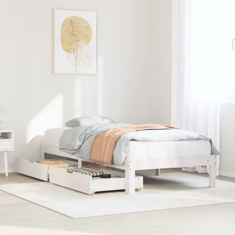 Bedframe van massief grenenhout voor een stevige en duurzame slaapkamer - Wit / 90 x 200 cm - Bedden & bedframes