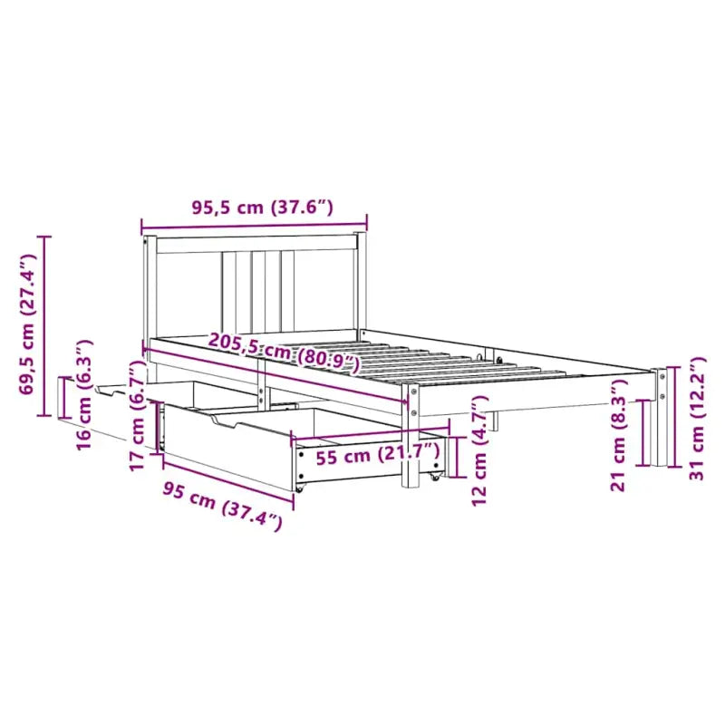 Bedframe van massief grenenhout voor stabiele en duurzame slaapgemoedsrust - Bedden & bedframes