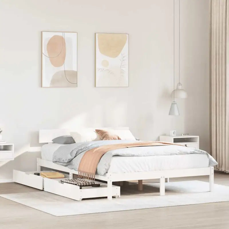 Bedframe van massief grenenhout voor stabiele en duurzame slaapkamer</assistant - Wit / 150 x 200 cm - Bedden &