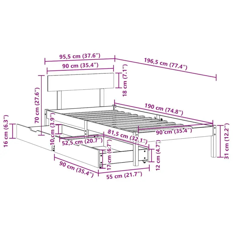 Bedframe van massief grenenhout voor stabiele en duurzame slaapkamer</assistant - Bedden & bedframes