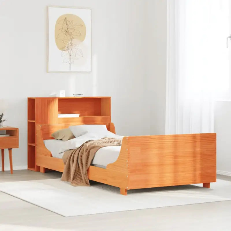 Bedframe van massief grenenhout voor stabiele en duurzame nachten - Wasbruin / 90 x 200 cm - Bedden & bedframes