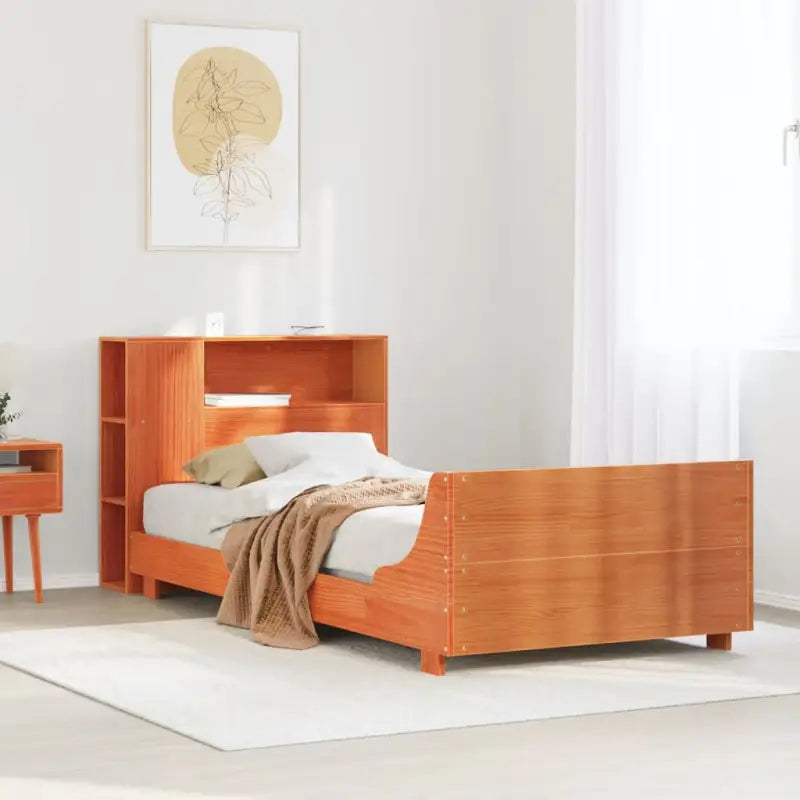 Bedframe van massief grenenhout voor stabiele en duurzame slaapruimte - Wasbruin / 75 x 190 cm - Bedden & bedframes