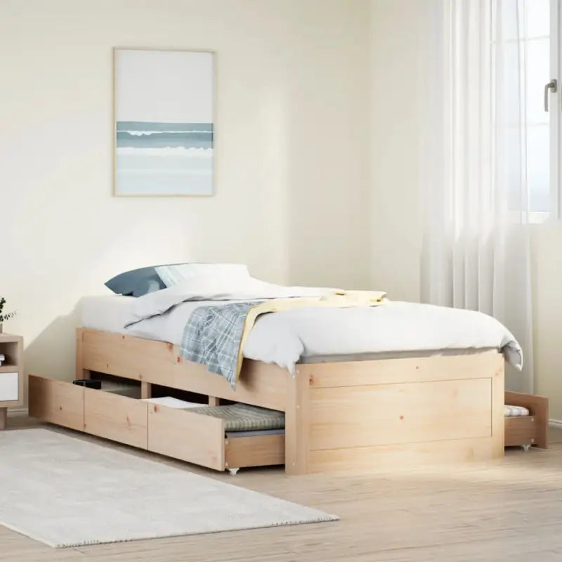 Bedframe van massief grenenhout voor stevige en duurzame slaapcomfort - Naturel / 90 x 200 cm - Bedden & bedframes