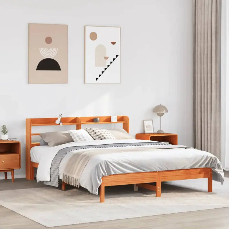 Bedframe van massief grenenhout voor stevige en duurzame slaapruimte - Wasbruin / 140 x 190 cm - Bedden & bedframes